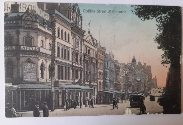 POSTCARD 1910 Unused . Collins STREET MELBOURNE. ORIGINAL.