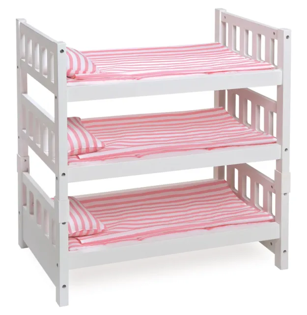 Convertible Doll Bunk Bed with Bedding, Baskets and Free Personalization Kit