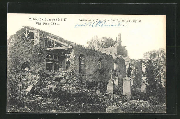 CPA Aubrèville, Les Ruines de l´Èglise