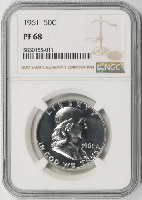 1961 Franklin Half Dollar Silver 50C Proof PF 68 NGC
