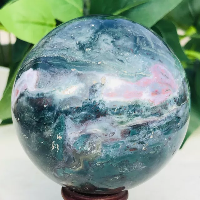 440g Natural Ocean Jasper Ball Quartz Crystal Geode Mineral Specimen Healing