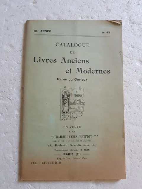 Catalogue de Vente - Beaux Livres Anciens et Modernes Librairie Lucien PETITOT