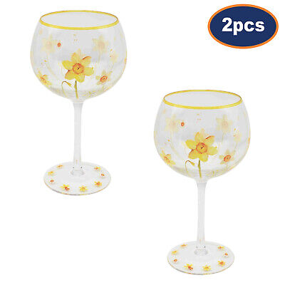 2 piezas narcisos vidrio amarillo ginebra copa cóctel flores globo cristalería floral