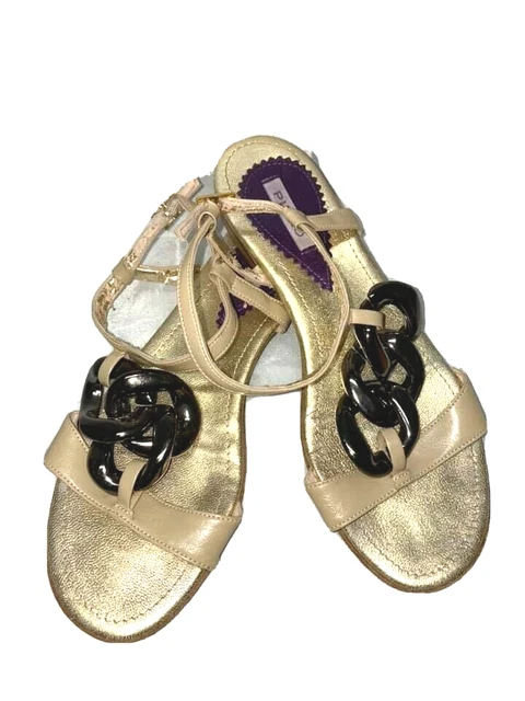 Pinko Sandali Estivi Bassi Oro Scarpe Cinturini Donna 37 Sandals Sandalen