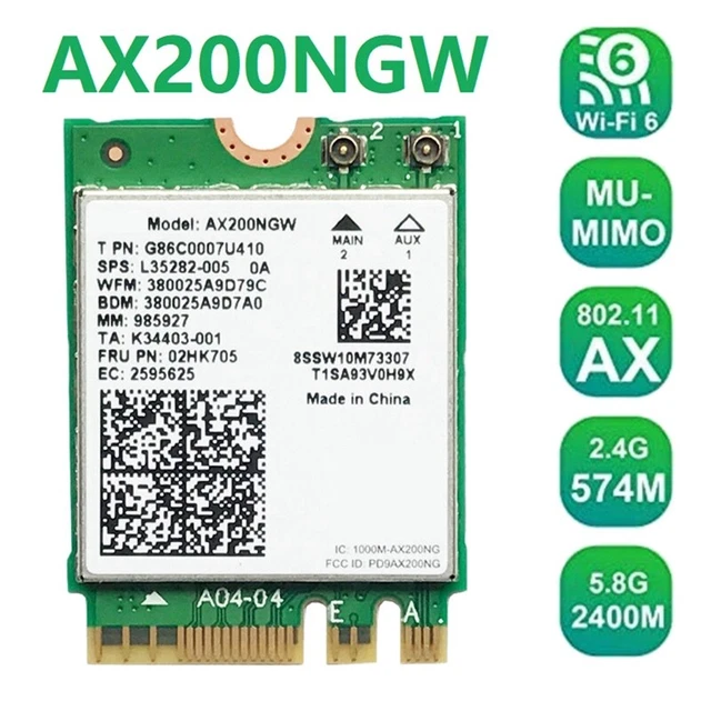 CARTE WIFI AX200 AX200NGW M.2 NGFF Bluetooth 5.0 WiFi 6 2.4G/5G 802 ...