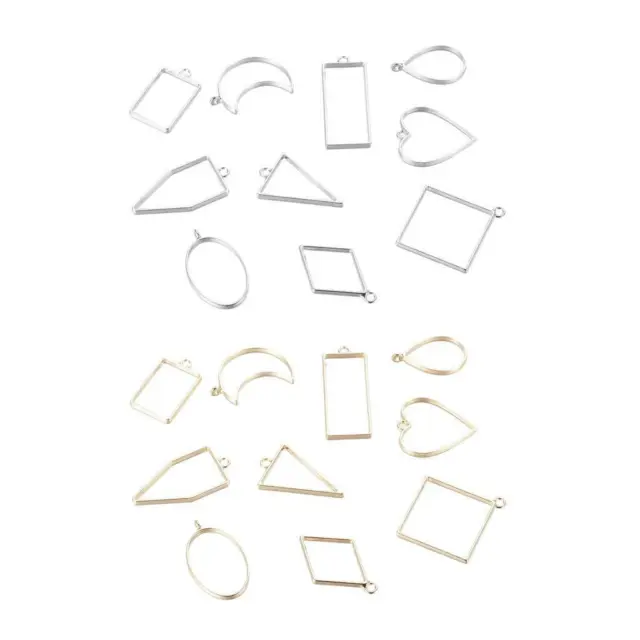 10pcs Mixed Geometric Hollow Charms Pendants for Necklace DIY Jewelry Making