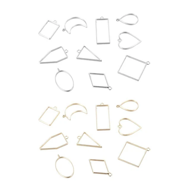 10pcs Mixed Geometric Hollow Charms Pendants for Necklace DIY Jewelry Making