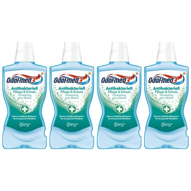 8,69EUR/1l 4 x Odol med 3 enjuague bucal cuidado y protección antibacteriano 500ml