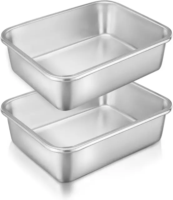 Set Di 2 Pirottini Rettangolari in Acciaio Inox per Dolci, 27 X 21 X 8 Cm, Ideal