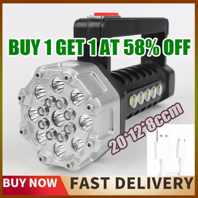 LED Flashlight Super Bright Work Torch Camping Tactical Lamp USB Rechargeable UK