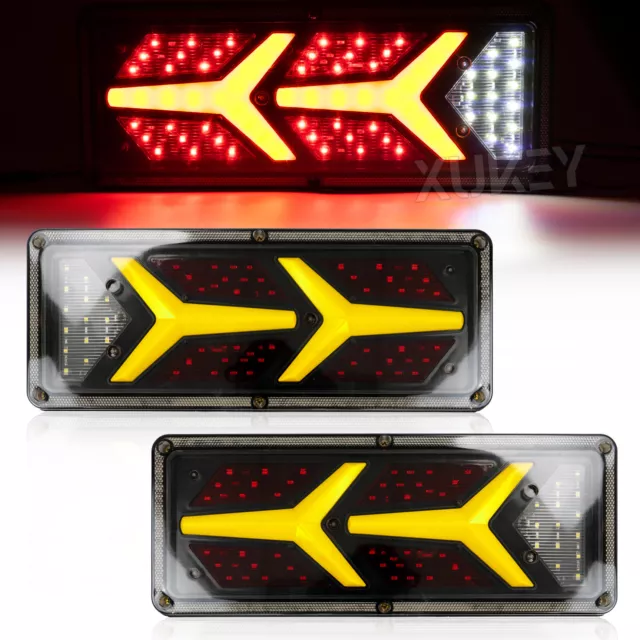 LED Trailer Truck Tail Light Indicator Reverse Dynamic Turn Rear Driving Lamp 2x