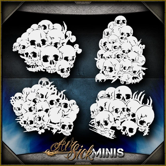 Mini Skull Background Set 5 -  Airbrush Stencil Template Airsick