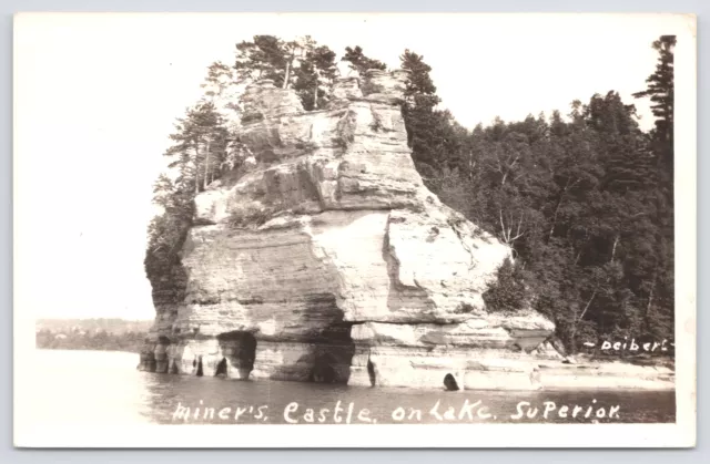 Real Photo Postcard~Miners Castle Lake Superior Nr Munising Michigan~RPPC