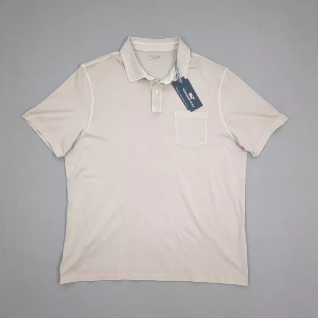 Vineyard Vines Island Polo Shirt Mens Large Pima Cotton Beige New