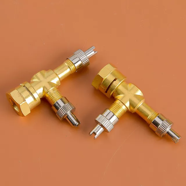 2x TPMS Valve Tee Adapter 3-way Pure Copper Motorcycles Automobiles Car New