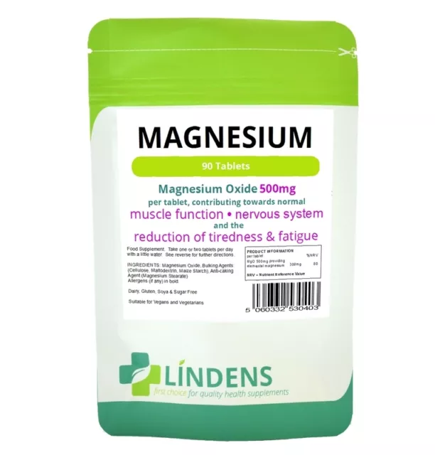 Lindens Magnesium Oxide 500mg 90 Tablets Mineral Supplement