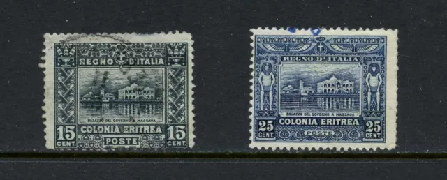 R3548   Eritrea  1910/29   Gov't building-perf 13 1/2    2v.  (see note)    used