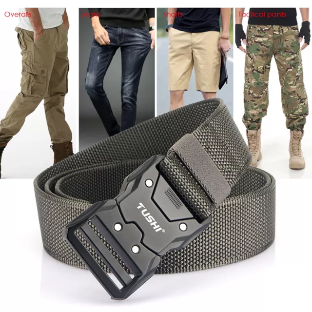 Men's Tactical Belt Hard Alloy Quick Release Buckle Soft Nylon Military Belt