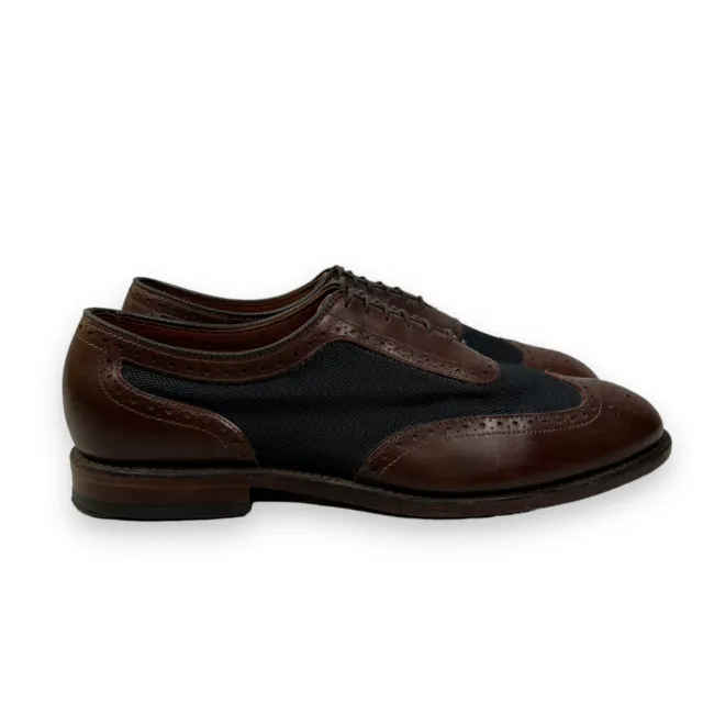 Allen Edmonds Strawfut Mens 9.5 EEE Brown Leather Navy Mesh Oxford Dress Shoes