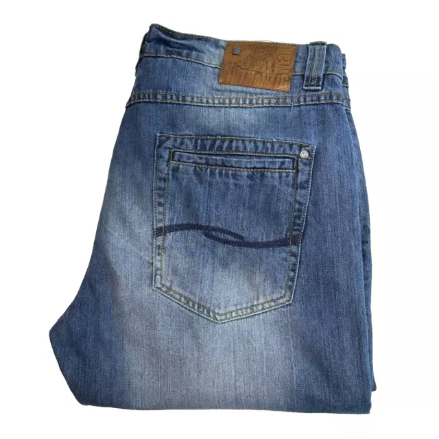 TOM TOMPSON Jeans Mens W36 L32 Blue Loose Straight Regular Waist Denim Zip LUKE