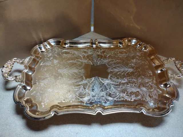 Gold Plated Serving/Bar Tray  Footed Rectangle Handled Coronation Party Platter