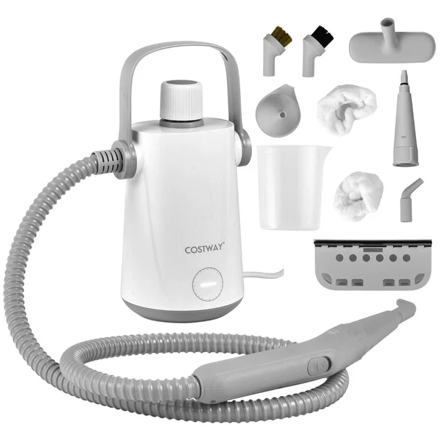 Nettoyeur Vapeur 2500W, Nettoyeur à Vapeur avec Bouton Tactile Réglable, 4 Têtes de Brosse, Poignée Réglable 3 Niveaux, Chauffage 15S, Steam Cleaner Tuyau Renforcé, pour Cuisine, Voiture, Sol