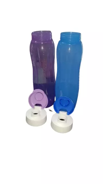 Tupperware Botella de agua de plástico, 750 ml, juego de 2, azul y morado