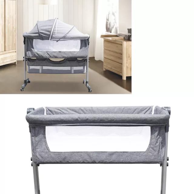 Kinderbett Babybett Beistellbett Zustellbett Matratze mit Rollen Einstellbar DHL