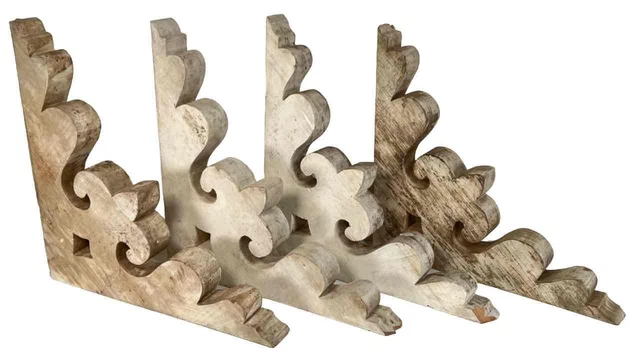 Set 4 Antique Victorian Gingerbread Architectural Wood Eave Brackets Corbels 15"