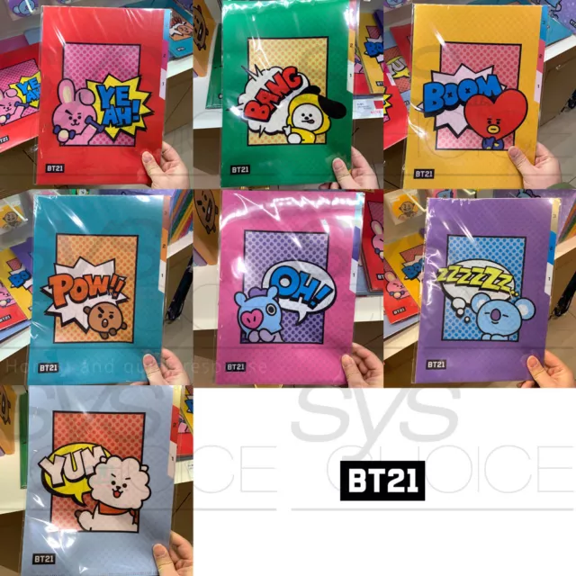 BTS BT21 Official Authentic Goods 3 Pocket Flie Folder By Monopoly 7SET + Track#