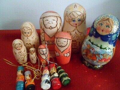Lot de poupées russes en bois façon crèche de Noël 15 cm 