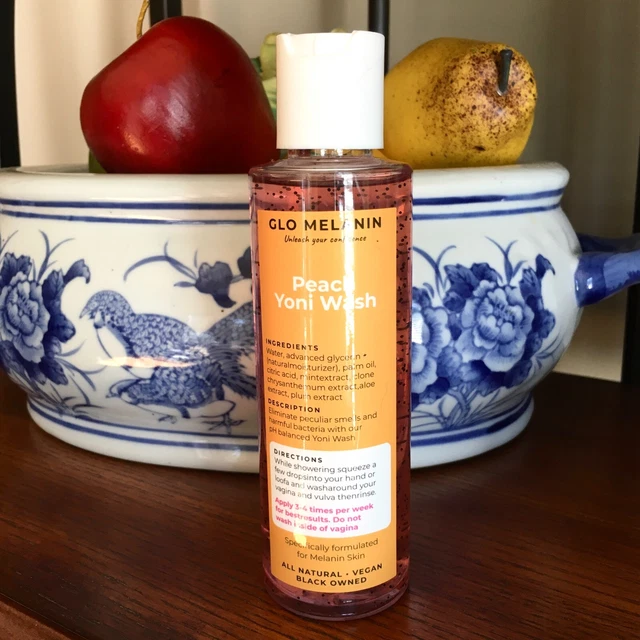 GLO MELANIN Melocotón Yoni Lavado para Piel de Melanina Vegana Natural NUEVO