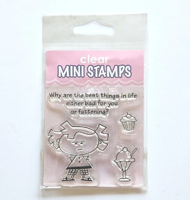 BAD OR FATTENING Inkadinkado Clear Acrylic Stamps girl humor cupcake bg136