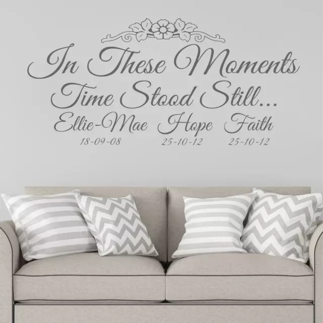 Personalised Wall Sticker - In These Moments Time Stood Still - Child Name Date