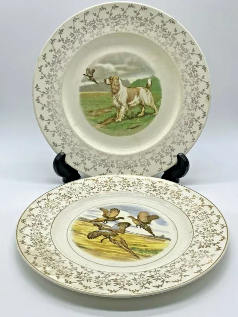 Set of 2 Vintage Kirklands Etruria Embassy Ware Plates - Game Hunting Themed