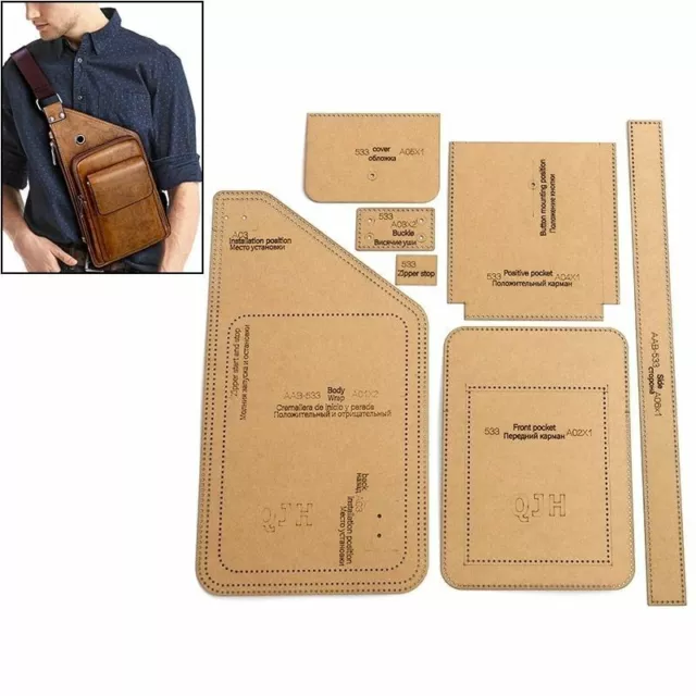 Leather Chest Bag Sewing Stencil Kraft Paper Template DIY Handmade Craft Tools