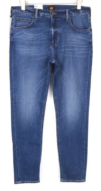 Lee Austin Uomo Jeans W32/L32 Cotone Blu Stretch Affusolato Lavato 5-Pocket
