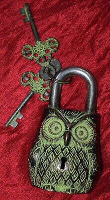 Green Owl Shape Door Padlock Solid Brass Victorian Style Heavy Door Lock MJ24