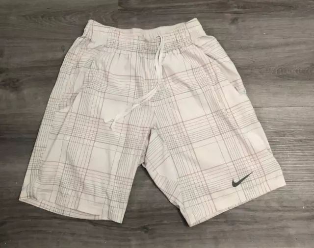 Nike Gladiator 10" Plaid Tennis Shorts - Size Small - 618474-100 - White