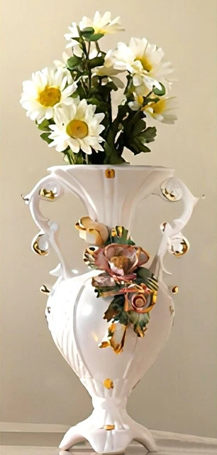 Vasi Da Terra Moderni Set 2 Pezzi | 70 E 55 Cm | Design A Nido D'Ape | Metallo Bianco | Per Interni - Foto 6