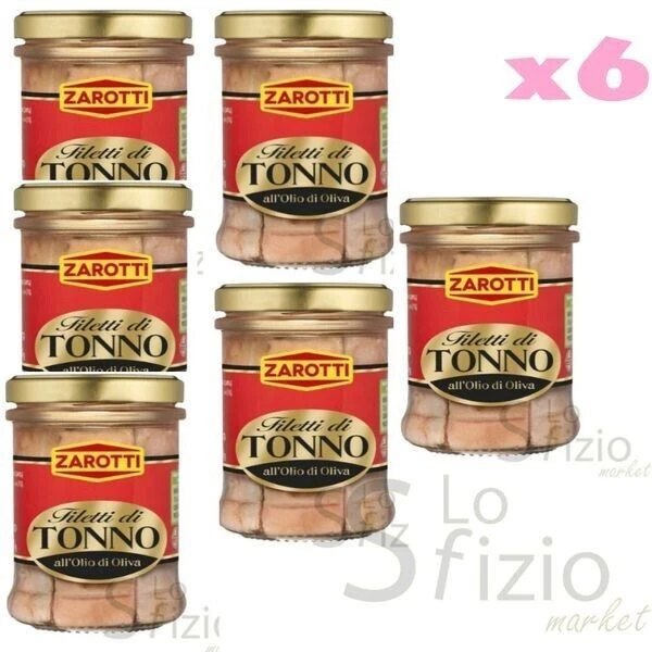 6pz ZAROTTI FILETTI TONNO ALL'OLIO DI OLIVA 200GR IN VETRO 6PZ