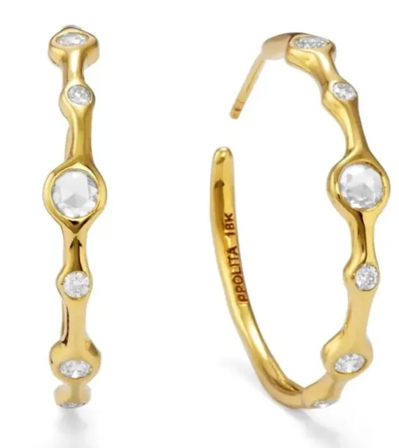 IPPOLITA 18K yellow gold Stardust diamond hoops  earrings Superstar  $3495 New