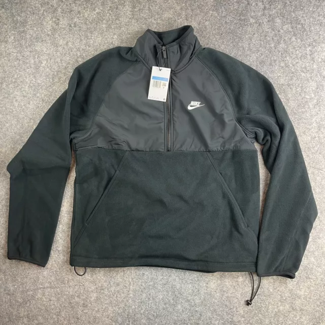 Nike Mens  Fleece Pullover 1/2 Zip Up Jacket DM1227-010 Black Size Medium New!