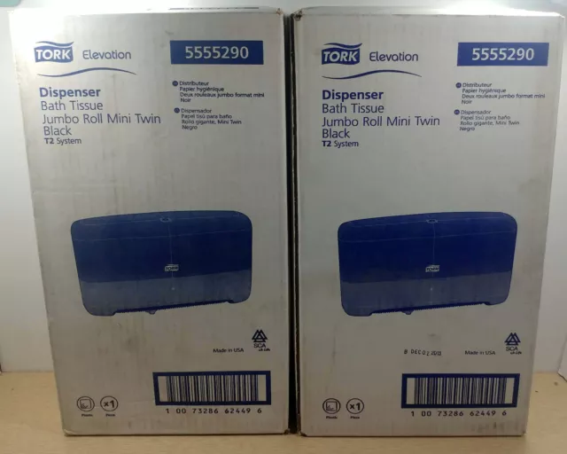 2 New Tork 5555290 Elevation Bath Tissue Jumbo Roll Mini Twin Disp. Nib