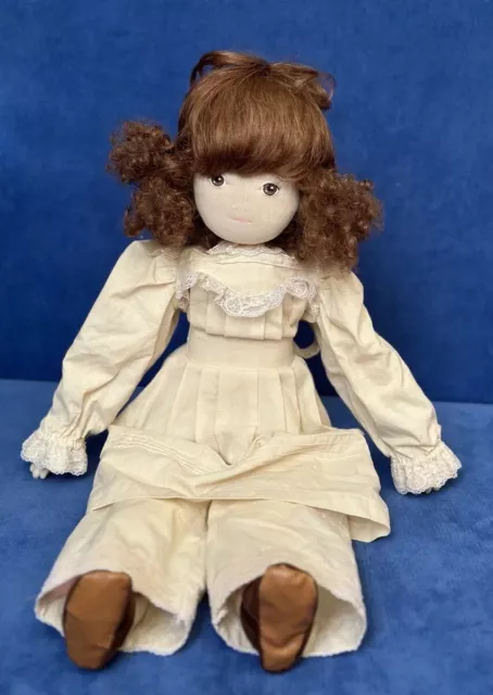 24” Vintage Doll by Pauline Bjonness Jacobsen Cloth Rag Country Girl Curly Hair