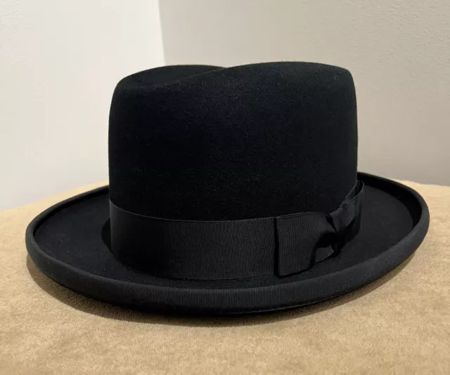 $600 **New** Lock & Co. Hatters Black Homburg Hat Royalty U.K. Made