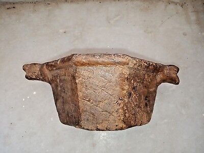 Antique Old Hand Carved Wooden Opium Water Pot Bowl Mortar / Kharal India