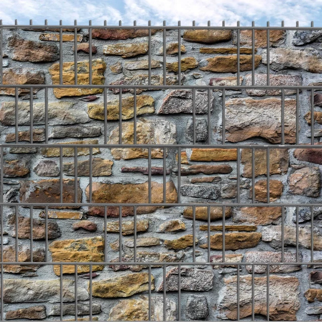 Burgmauer Sichtschutz-Motiv Normandie | Bedruckte Zaun Streifen Alte Steinmauer