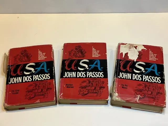John Dos Passos USA Trilogy 42nd Parallel, 1919, The Big Money 1960 HC