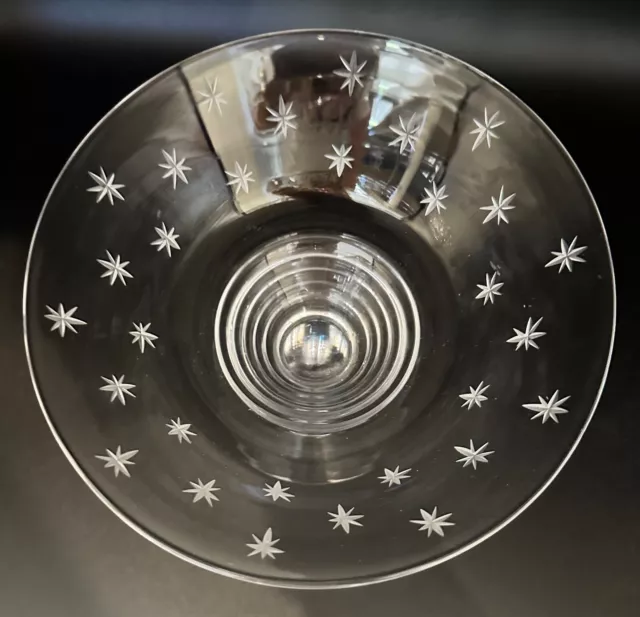 Stunning Vintage Stuart Crystal Etched Star Pattern Compote Pedestal Bowl 3